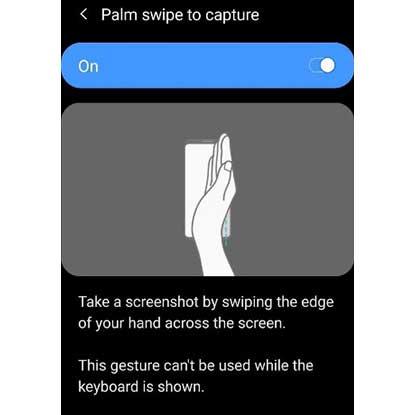 Cara Screenshot Dengan Palm Swipe to Capture
