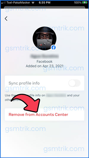 Pilih Remove from Accounts Center