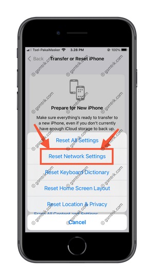 Pilih Reset Network Settings iOS 15