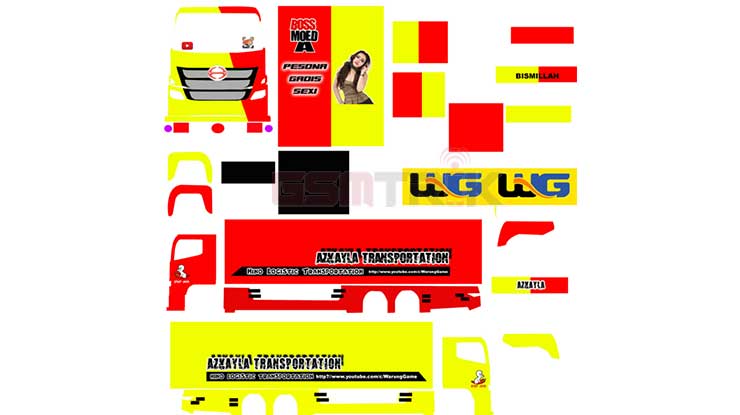 Livery Truck Hino Tribal Cabe Red Yellow